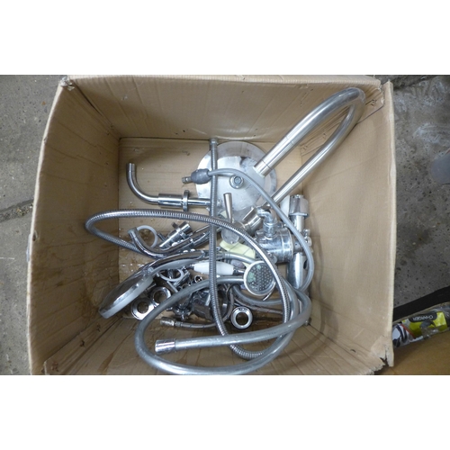 2283 - A box of assorted chrome shower and bath components including a Lefroy Brooks Godolphin exposed ther... 