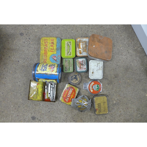 2296 - A quantity of vintage tins/cans and a vintage camp stove