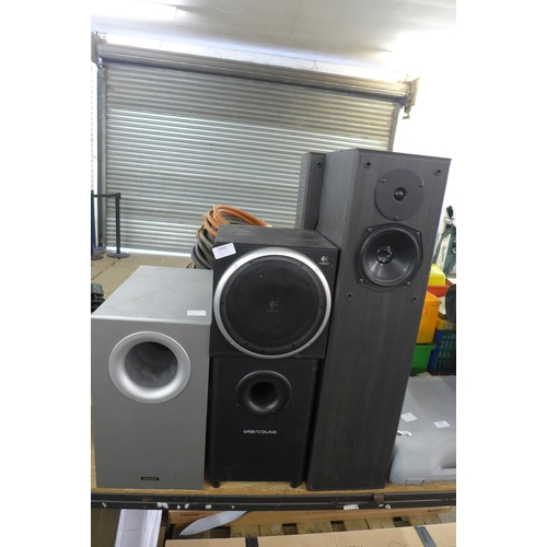 2305 - A assorted lot of speakers and audio equipment including a pair of Gale model4S A Orbit sound subwoo... 