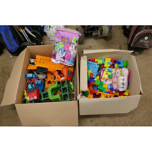 2322 - 2 Large boxes of Megabloks and Thomas The Tank Engine toy track