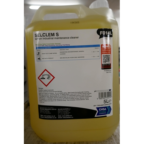 2325 - Eight 5l bottles of Selclems F014L Lemon Industrial Maintenance Cleaner