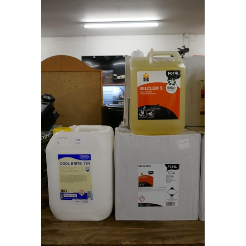 2326 - Six 5 litre bottles of Selclem 5 F014L Lemon Industrial Cleaner and a 10l bottle of Zenith Cool Brit... 