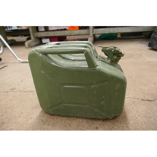 2329 - 2 Metal Jerry cans; 20l red and 10l green