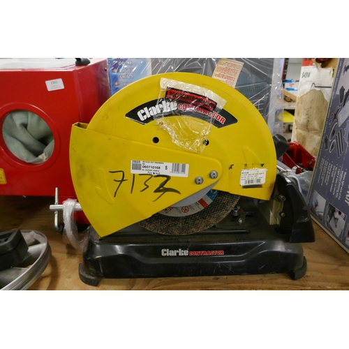 2361 - 5 Clarke items - Clarke contractor 2400w 355m (con14) cut off saw, Clarke mobile gas heater (MGHI), ... 