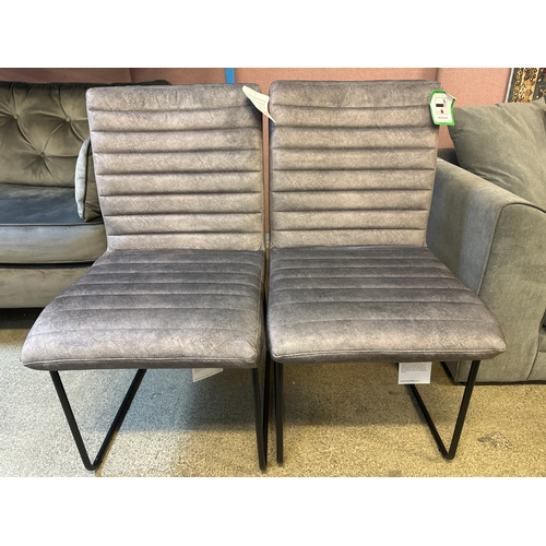 1388 - Pair of pewter velvet side chairs * This lot is subject to VAT