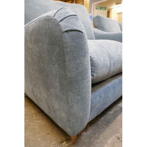 1397 - A Hattie Ansell aqua corner sofa, loveseat and storage footstool