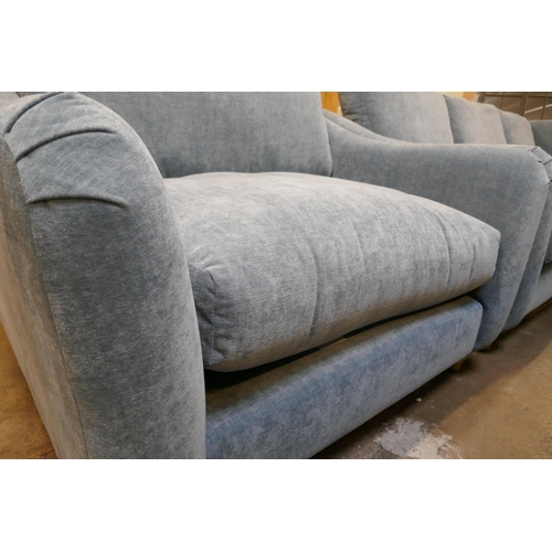 1397 - A Hattie Ansell aqua corner sofa, loveseat and storage footstool