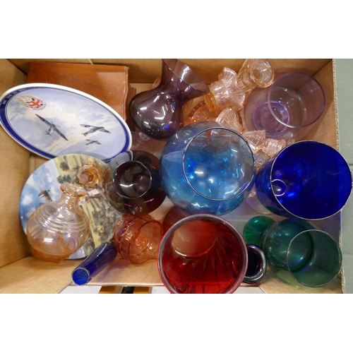 1119 - A collection of glassware including coloured glass, four Royal Doulton limited edition collectors pl... 