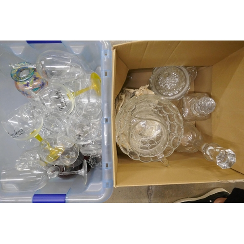 1142 - Two boxes of glassware including decanters and large wines **PLEASE NOTE THIS LOT IS NOT ELIGIBLE FO... 