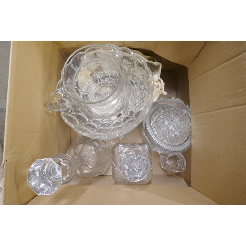 1142 - Two boxes of glassware including decanters and large wines **PLEASE NOTE THIS LOT IS NOT ELIGIBLE FO... 