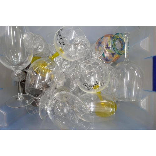 1142 - Two boxes of glassware including decanters and large wines **PLEASE NOTE THIS LOT IS NOT ELIGIBLE FO... 