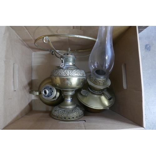 1146 - A brass gas lamp and parts **PLEASE NOTE THIS LOT IS NOT ELIGIBLE FOR POSTING AND PACKING**