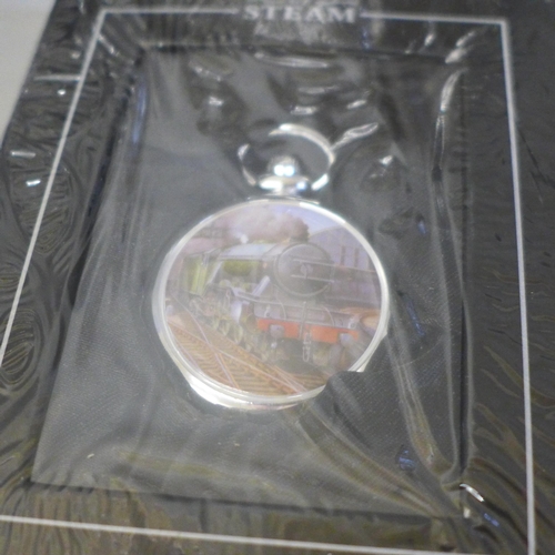 615 - Six mechanical Flying Scotsman Glory of Steam pocket watches, boxed