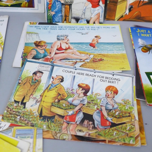 625 - Postcards; 60 Bamforth comic postcards, vintage to modern