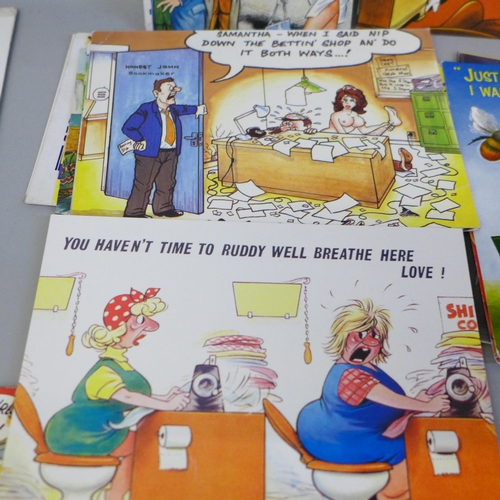 625 - Postcards; 60 Bamforth comic postcards, vintage to modern