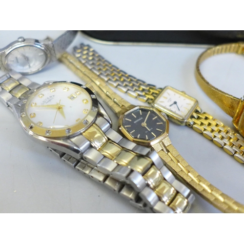 654 - A collection of wristwatches, Accurist, Rotary and Sekonda, etc.