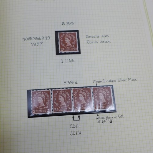 662 - Three albums of Machin stamps, detailed catalogue descriptions and a smaller album