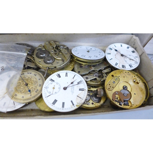 664 - Pocket watch movements, parts, cases, etc.