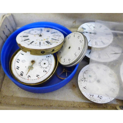 664 - Pocket watch movements, parts, cases, etc.