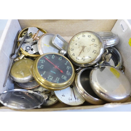 664 - Pocket watch movements, parts, cases, etc.