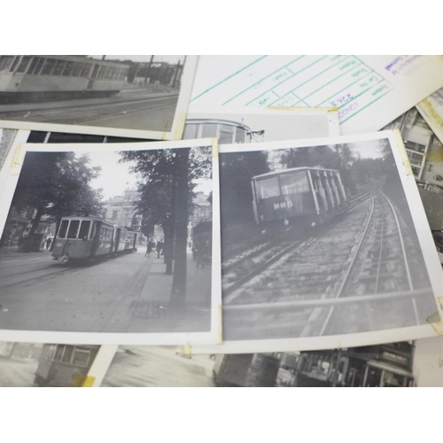 672 - Vintage tram photographs, etc.