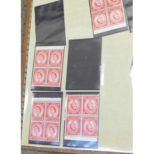 682 - Five albums of stamp blocks, coil strips, Machin definitives, extensively catalogued