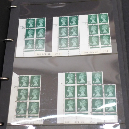 682 - Five albums of stamp blocks, coil strips, Machin definitives, extensively catalogued