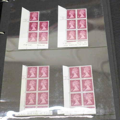 682 - Five albums of stamp blocks, coil strips, Machin definitives, extensively catalogued