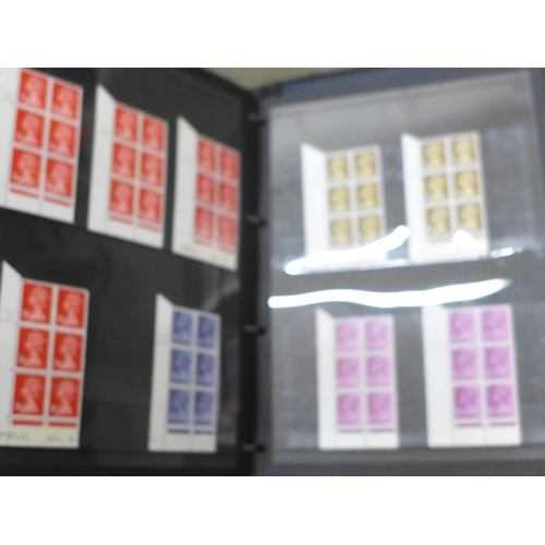 682 - Five albums of stamp blocks, coil strips, Machin definitives, extensively catalogued