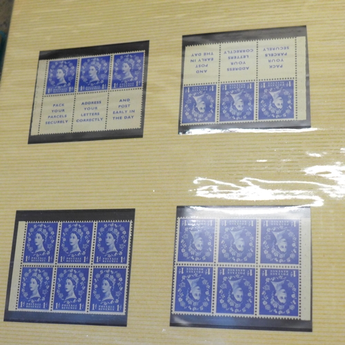 682 - Five albums of stamp blocks, coil strips, Machin definitives, extensively catalogued