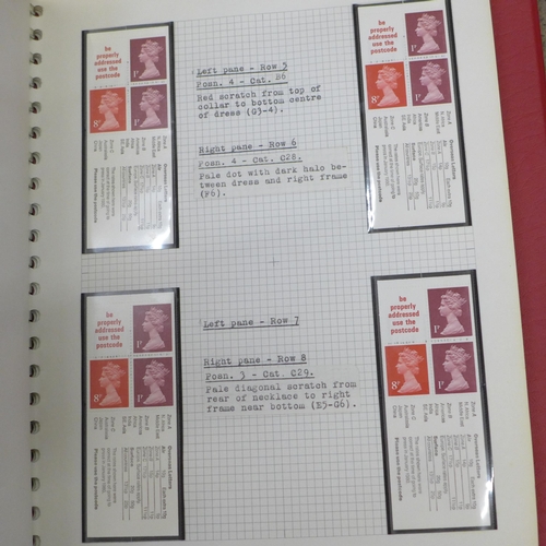 691 - Five albums of Royal Mail booklets, catalogued with identification of printing errors