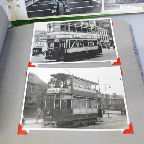 692 - Two albums of tram and trolleybus photographs, etc.