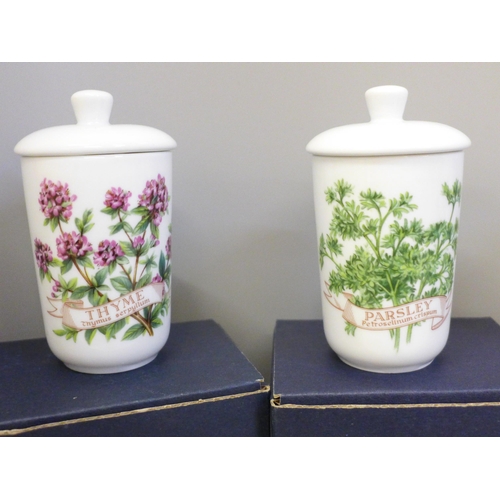 694 - A set of six Royal Worcester herb jars, boxed