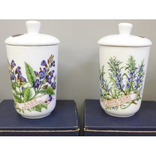 694 - A set of six Royal Worcester herb jars, boxed