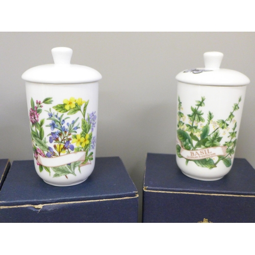 694 - A set of six Royal Worcester herb jars, boxed