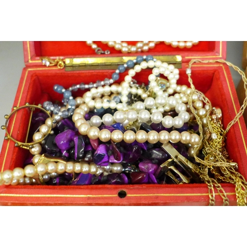 695 - Two boxes of costume jewellery