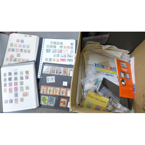 708 - Stamps; a box of stamps, covers, etc., loose and in albums