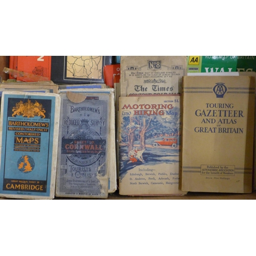 715 - A box of UK road maps, 1940s to 1970s, ex-Barton transport maps, UK and Europe