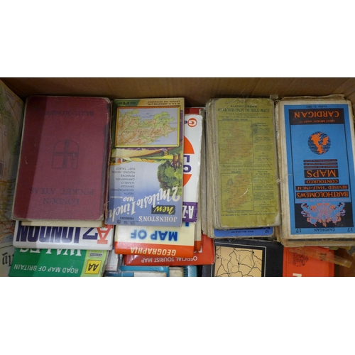 715 - A box of UK road maps, 1940s to 1970s, ex-Barton transport maps, UK and Europe