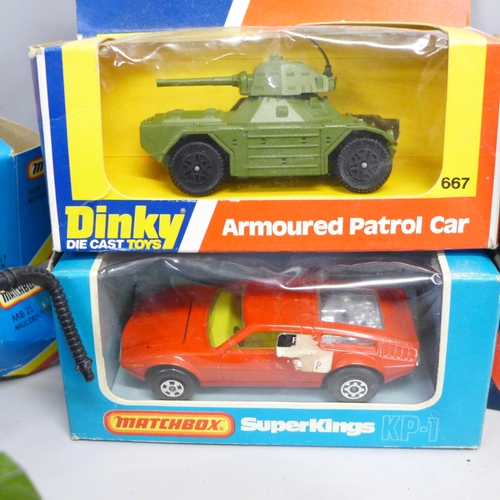 717 - A collection of Matchbox, Dinky and Corgi die-cast model vehicles, 667 Armoured Patrol Car, Corgi Jo... 