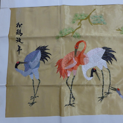 721 - A large Chinese embroidered silk wall hanging