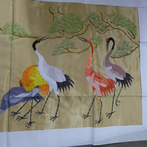 721 - A large Chinese embroidered silk wall hanging