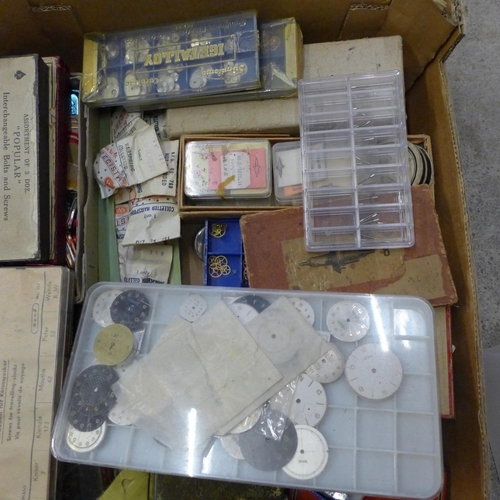 724 - A tub of lady's wristwatches and a box of watch spares