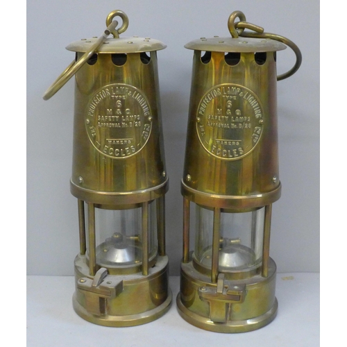 730 - Two Eccles Type 6 miner's lamps