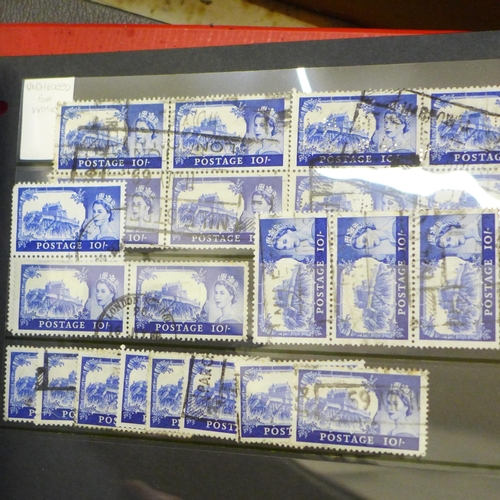 733 - Two boxes of used and mint stamps, correspondence, 10p booklets with low value stamps and a pine box... 