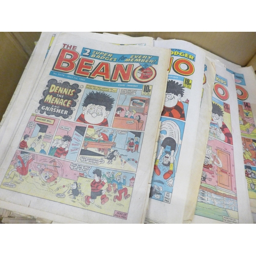 734 - A box of Beano comics, 1980s