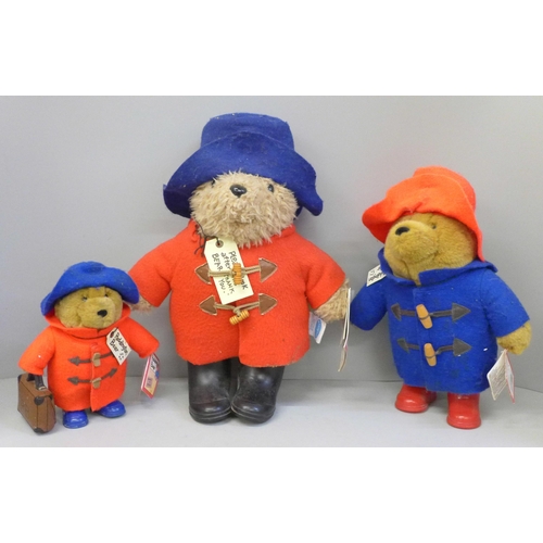 745 - Three Paddington Bear soft toys