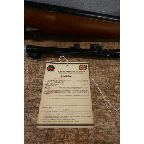 A Beeman .22 cal. target shooting air rifle, with ley 4x15 scope, boxed