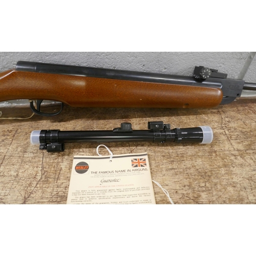 A Beeman .22 cal. target shooting air rifle, with ley 4x15 scope, boxed