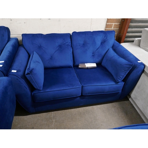 1412 - A Hoxton blue velvet two seater sofa RRP £779